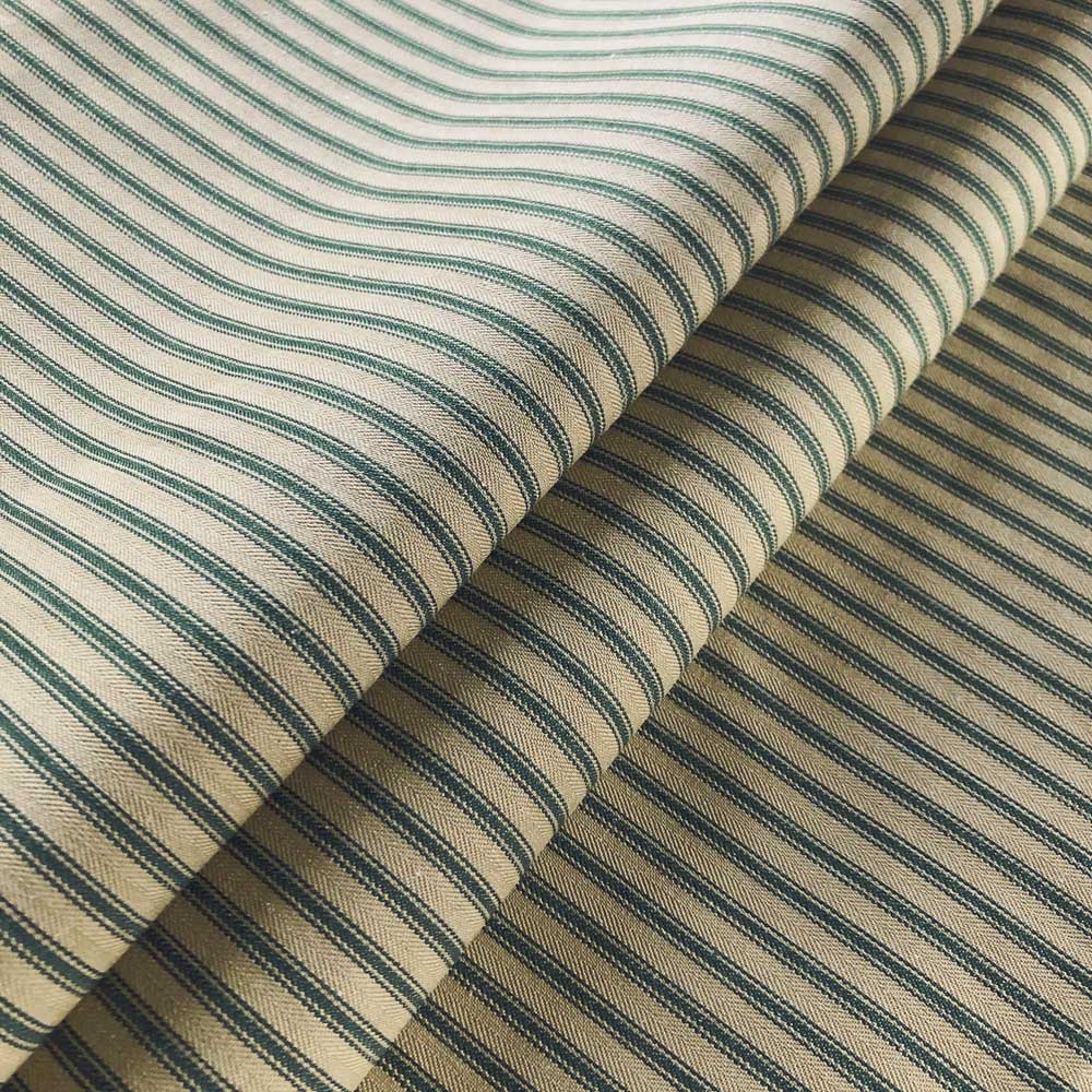 Ian Mankin Skinny Ticking Stripe Rustic Spruce Roman Blind