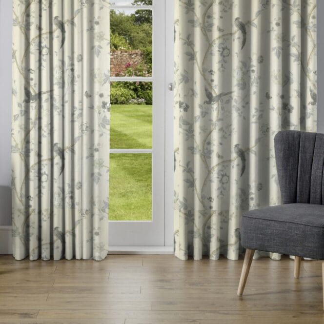 Laura Ashley Summer Palace Dove Grey Curtains