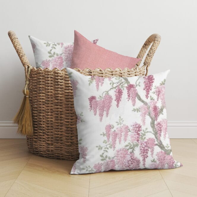 Laura Ashley Wisteria Coral Pink Cushion