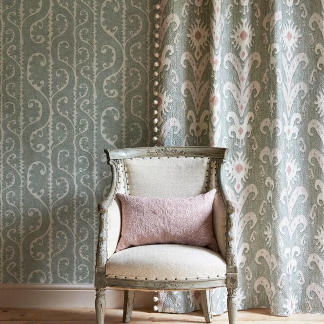 Lewis & Wood Kanthakat Sage Rose Curtains