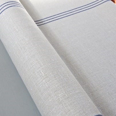 Peony and Sage Triple Grainsack Stripe Navy Roman Blind