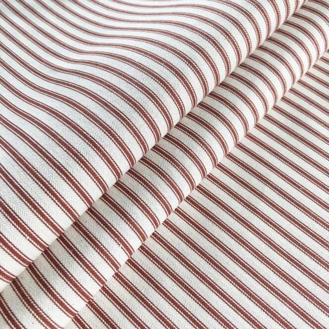 Ian Mankin Skinny Ticking Stripe Crimson Roman Blind