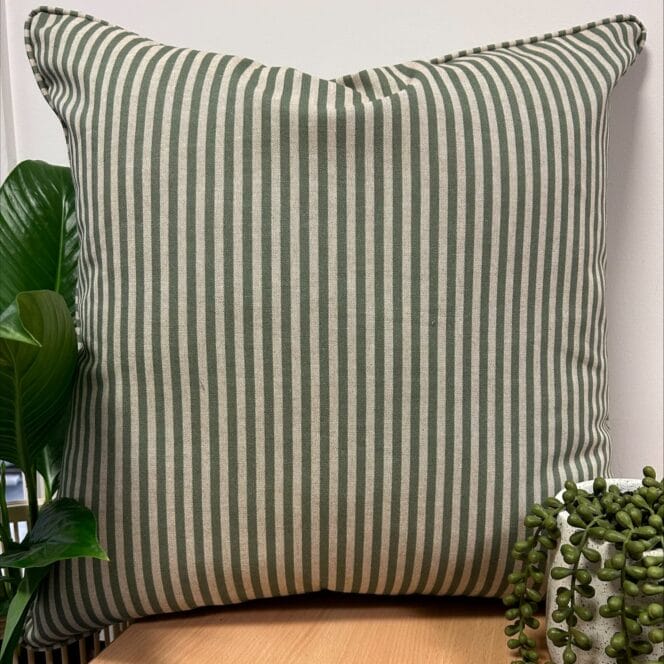 Sewing House Claremont Stripe Apple Green Cushion
