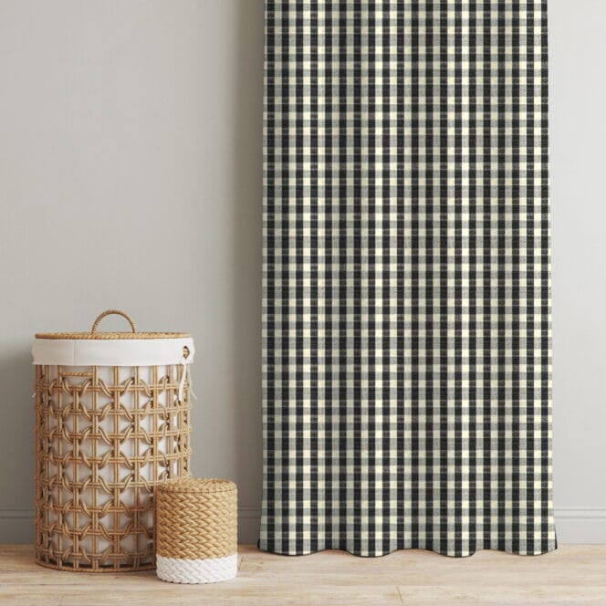 Ian Mankin Suffolk Check Black Curtains