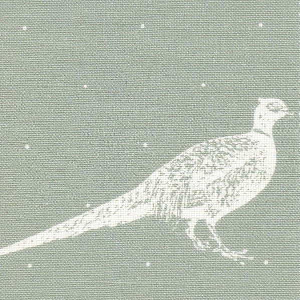 Meg Morton Fontmell Pheasant Linen White on Lichen Curtains